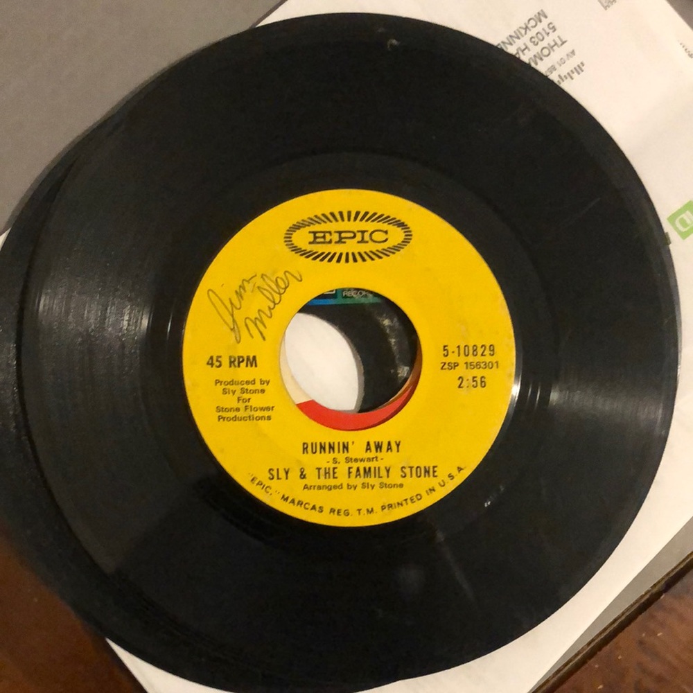 Sly & The Family Stone Runnin' Away/Brave & Strong Vinyl 45 Record '72